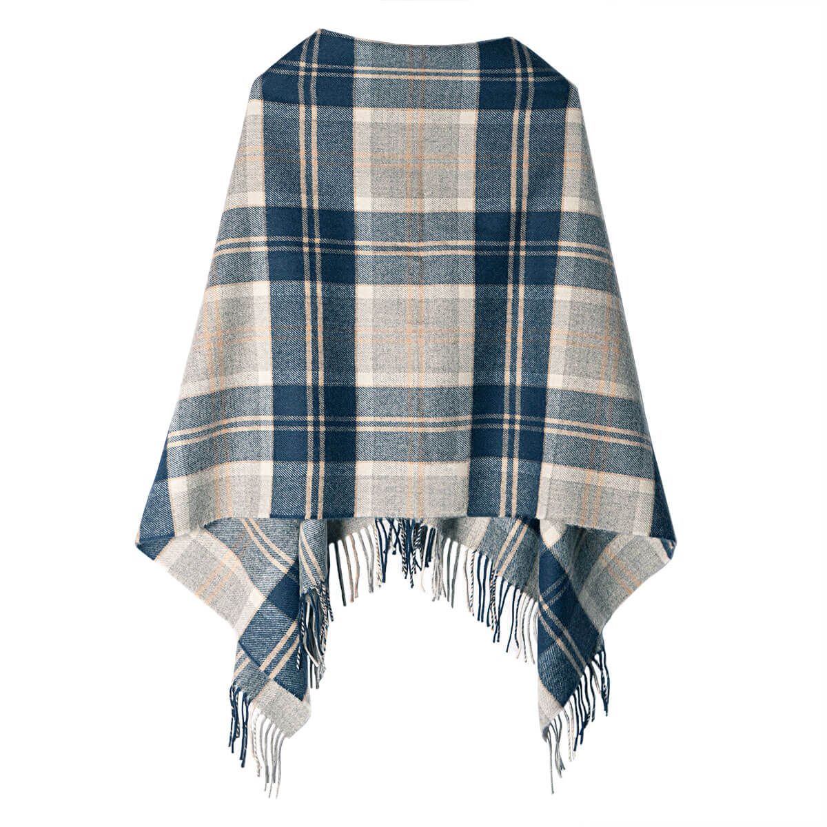 Georgia Bannockbane Grey Tartan Lambswool Poncho - Click Image to Close